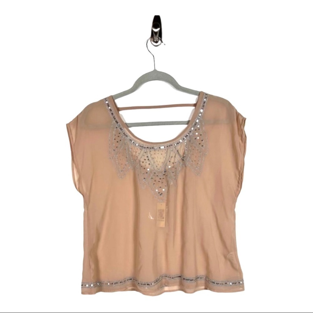 Decree sequin sheer blouse NWT‎